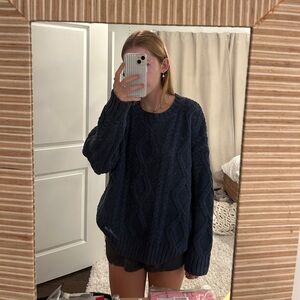 Navy Cable Knit Sweater